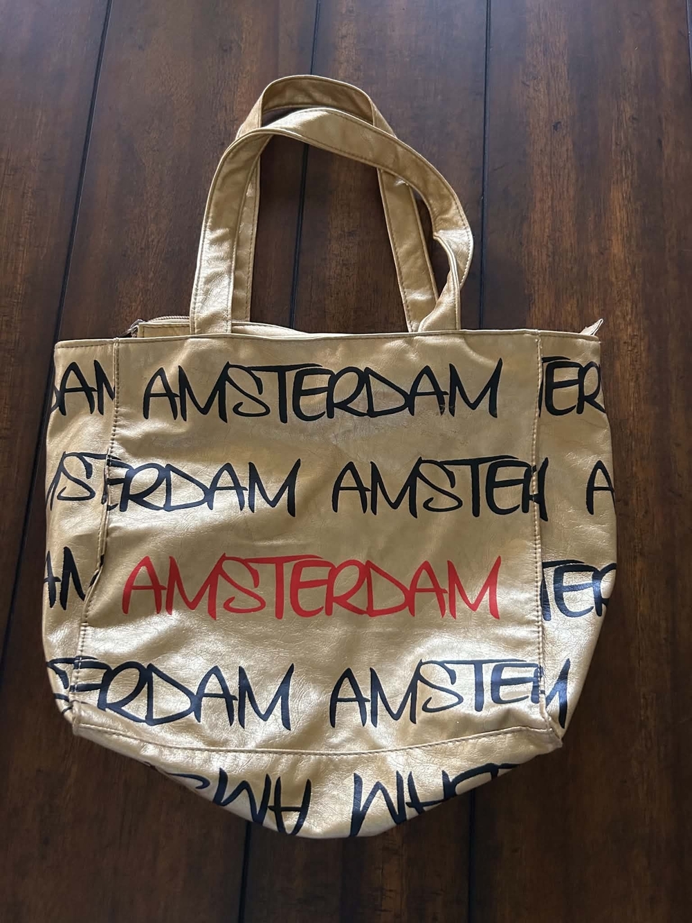 Robin Ruth Amsterdam Gold Metallic Graffiti Tote Bag Travel Shopper